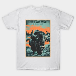 Yellowstone National Park Buffalo Vintage Travel Poster T-Shirt